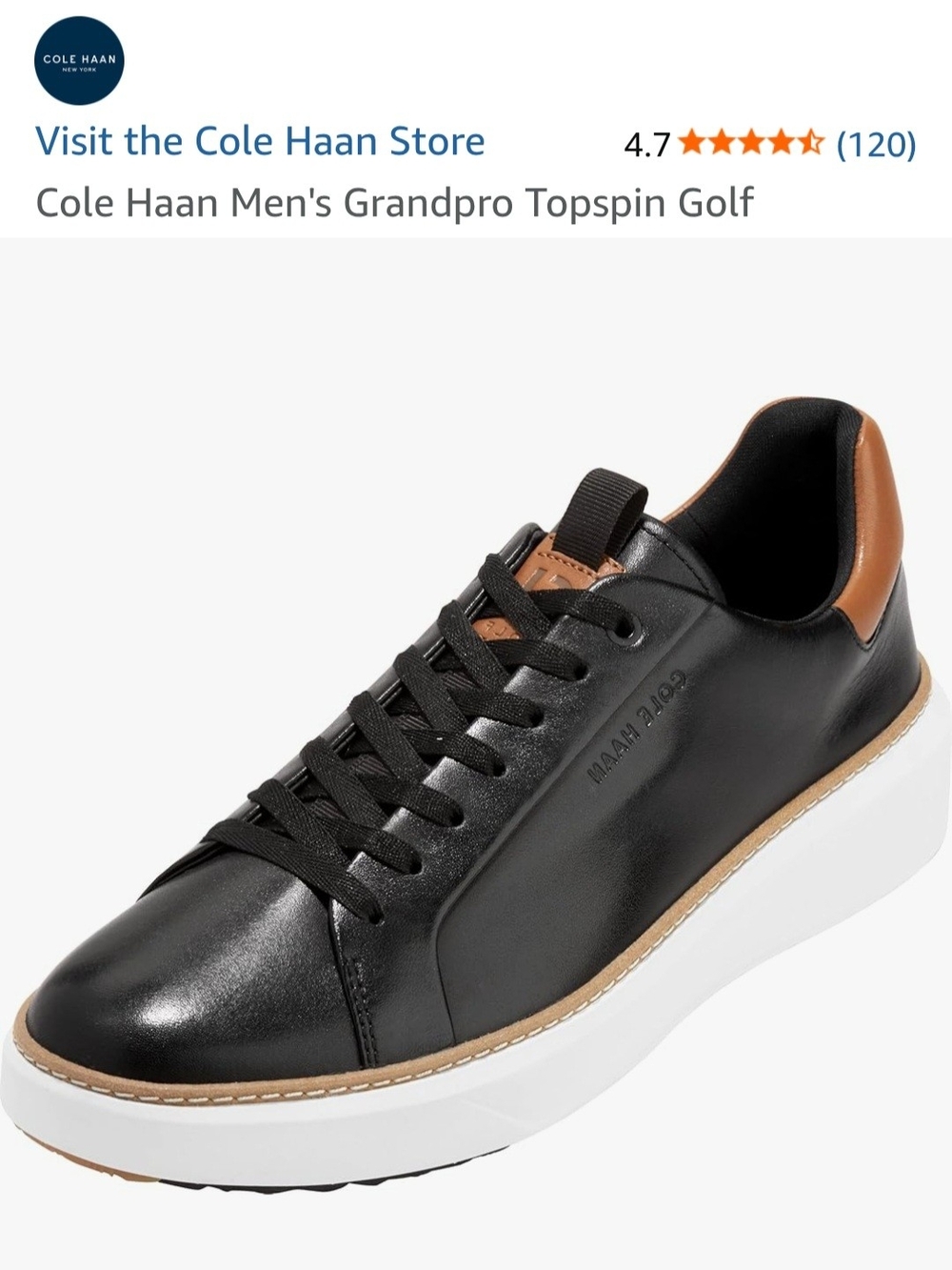 Cole Haan Men's GrandPro Topspin Leather Sneaker - Black/Tan